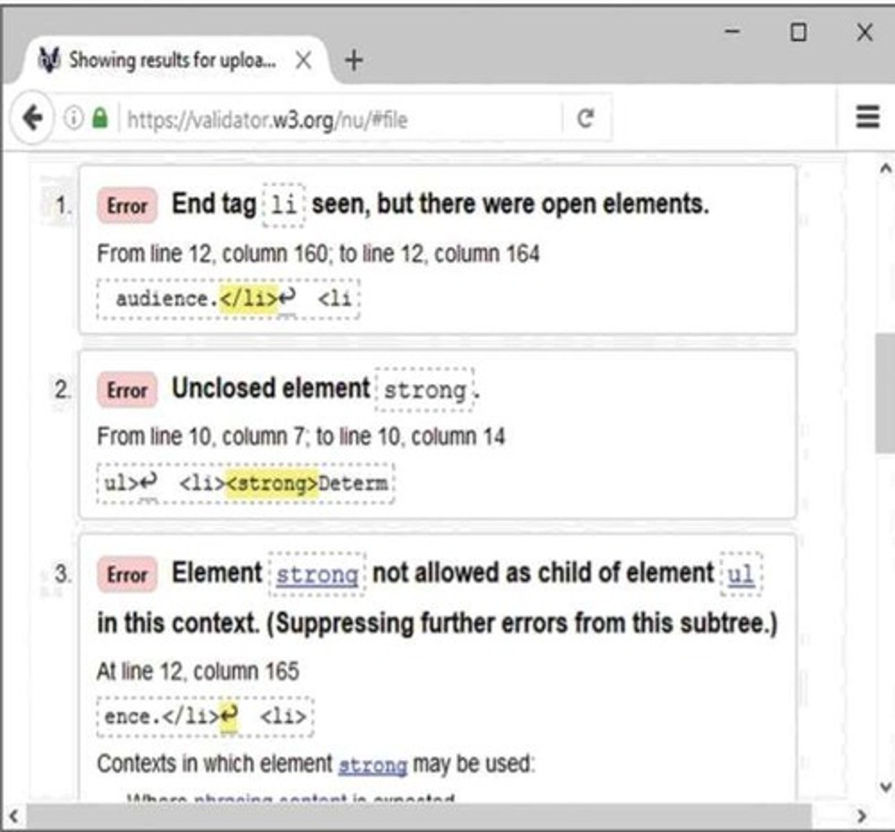 <p>A tool used to validate HTML code for consistency in browser display</p>
