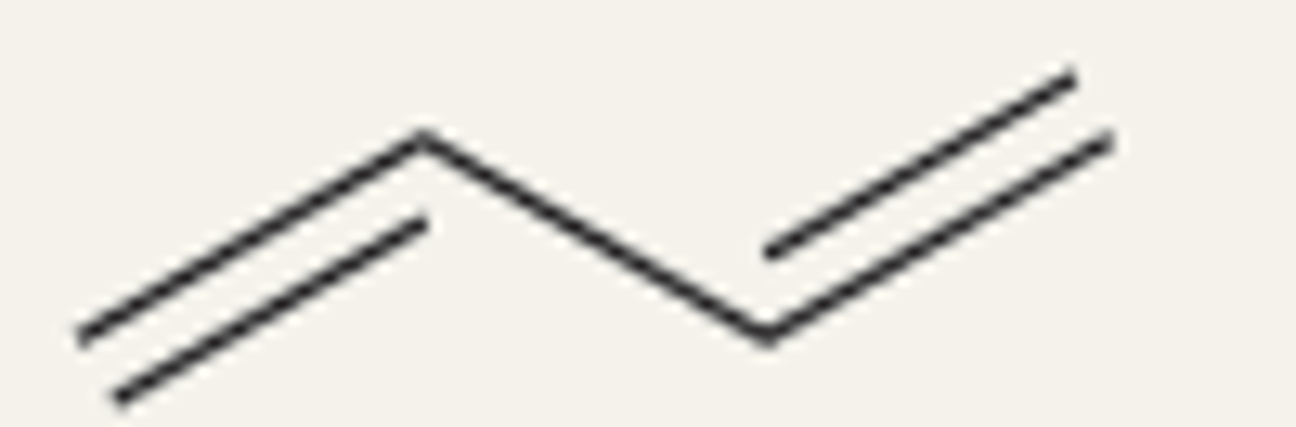 <p>two double bonds separated by a single bond</p>