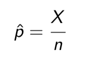 <p><span>Take a sample of size n, and count the number of individuals X who possess some characteristic (we call X the number of “successes”).</span></p><ul><li><p><span>Then the sample proportion is</span></p></li></ul><p></p>