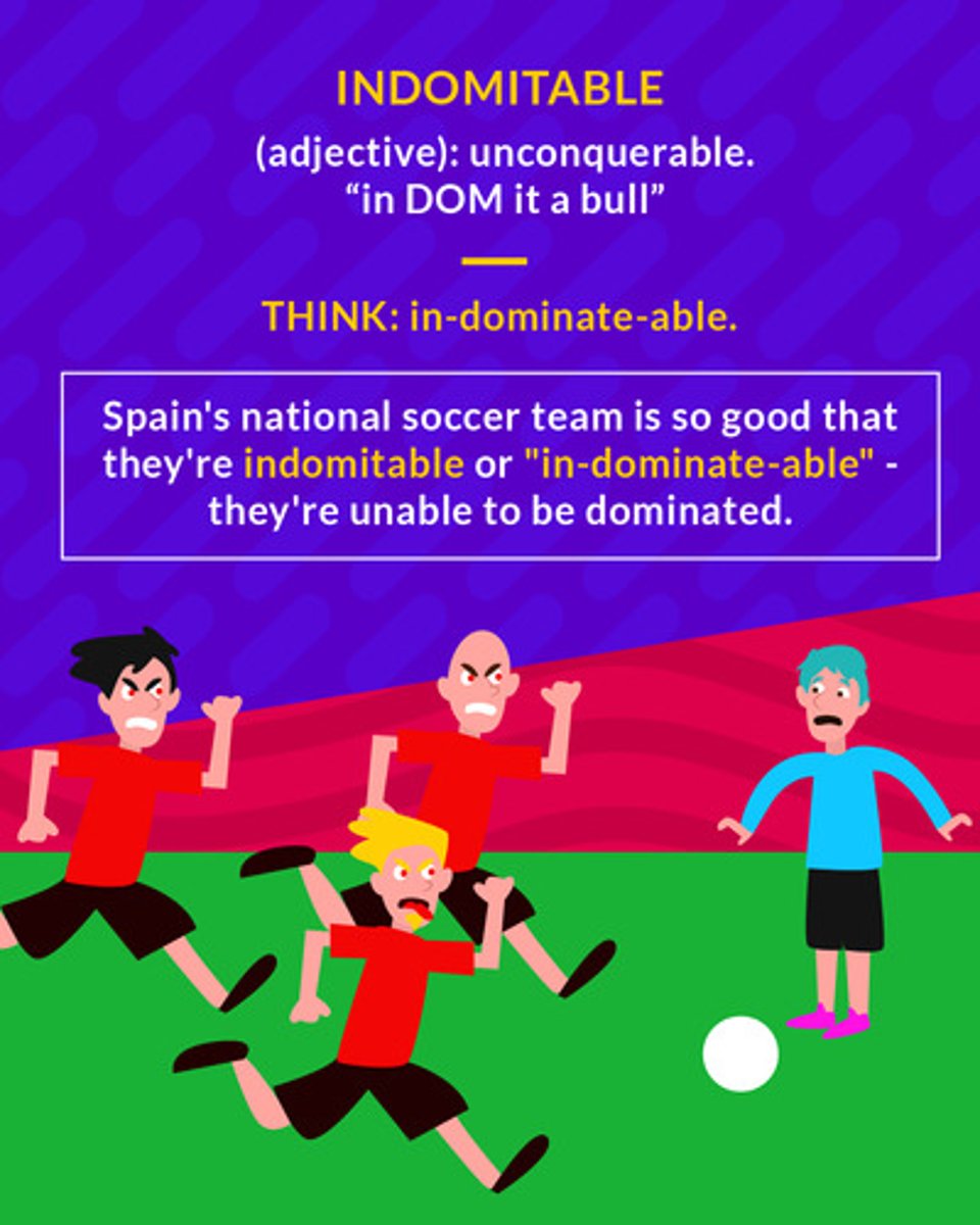 <p>(adj.) unconquerable</p>