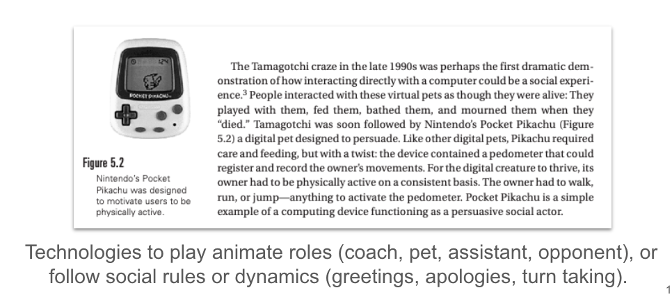 <p>a social actor can be persuasive by:</p><ul><li><p>rewarding people with positive feedback</p></li><li><p>modeling a target behavior or attitude</p></li><li><p>providing social support</p></li></ul><p>*creates relationship</p>