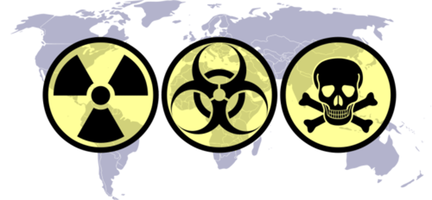 <p>WMD; a weapon which has the capability to kill large numbers of people and decimate large swaths of land</p>