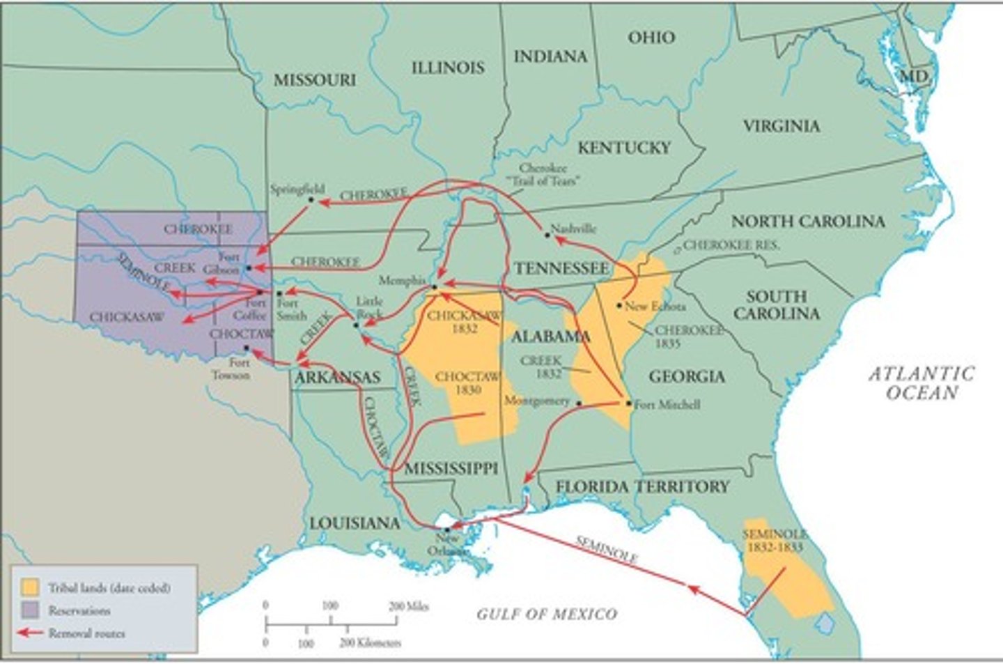 <p>It authorized the relocation of Native American tribes to lands west of the Mississippi River, leading to the Trail of Tears.</p>
