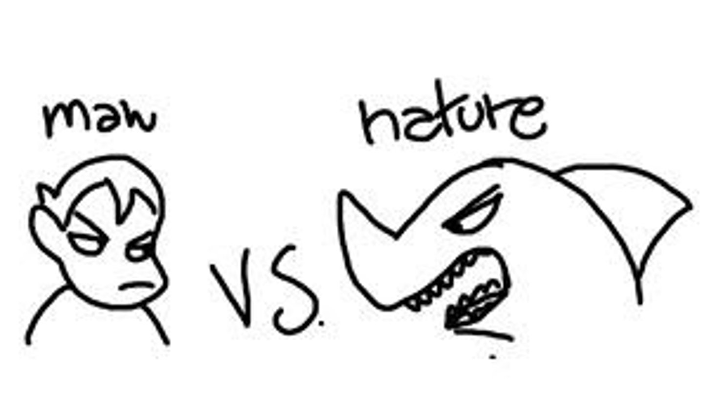 <p>A struggle between a character and an outside force</p>