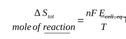 <p>when Ecell is zero the reaction can go without any pushing back from the external circuit, the entropy production is then</p>