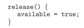 when a process is done executing their critical section they can release the lock and set available to true so that other processes can acquire it. 