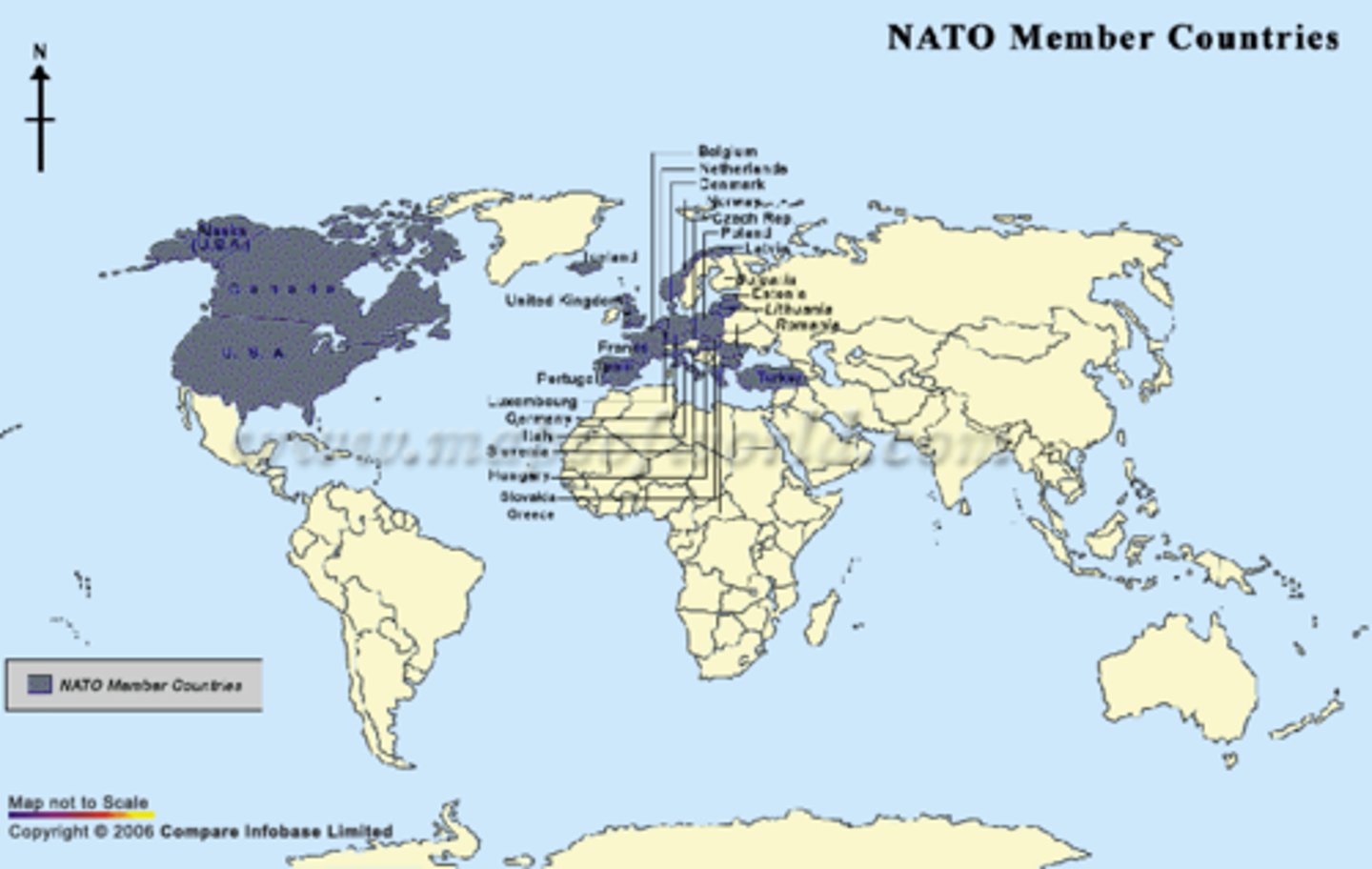 <p>Military alliance created in 1949 made up of 12 non-Communist countries including the United States that support each other if attacked.</p>