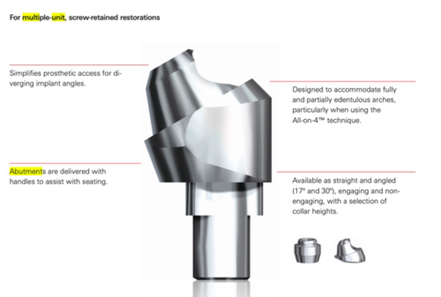 <p>What type of abutment?</p><p>- Used for splinted crowns or FPDs</p><p>- Restoration can be PFM, ceramic, or full metal</p>