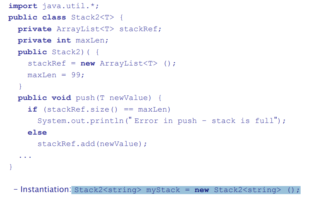 <p>Stack2 myStack = new Stack2 ();</p>
