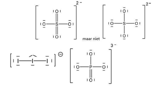 <p>Bij moleculen waarin het centrale atoom, een element van de derde periode is (s-, p- en d-orbitalen). Als d-orbitalen gebruikt worden voor bindingen kunnen meer dan 8VE zijn.</p>