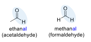 <p><span>an organic compound containing a carbonyl functional group (a carbon atom double-bonded to an oxygen atom) with at least one hydrogen atom attached</span></p>
