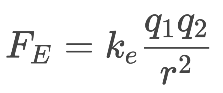<p>Attractive force between two charged, static particles in a vacuum</p>