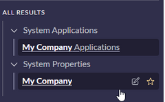 <p>All &gt; System Properties &gt; My Company</p>