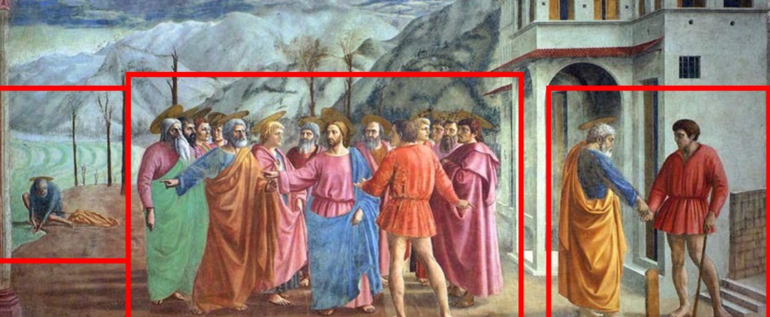<p>Brancacci chapel: the tribute money, fresco, Masaccio, 1424-1427, santa maria del carmine, florence italy</p>