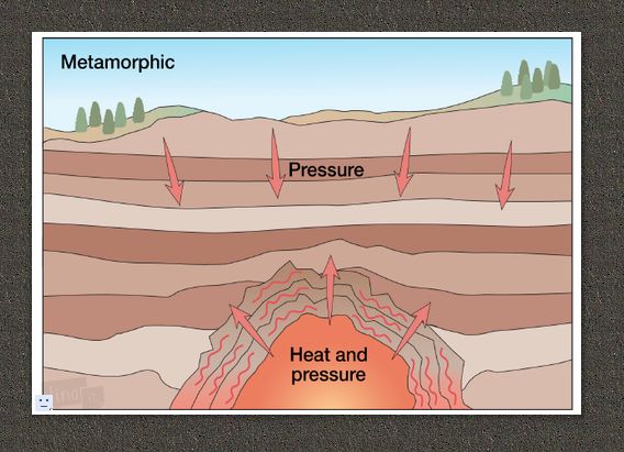 <p>heat; pressure</p>