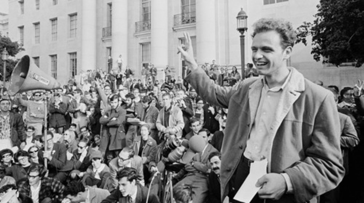<p>In 1964, a group of the disgruntled youth of the 1960s gathered at UC Berkeley for one of the first organized protests against established authority. Skepticism against authority arose from racism, poverty, and the Vietnam War.</p>