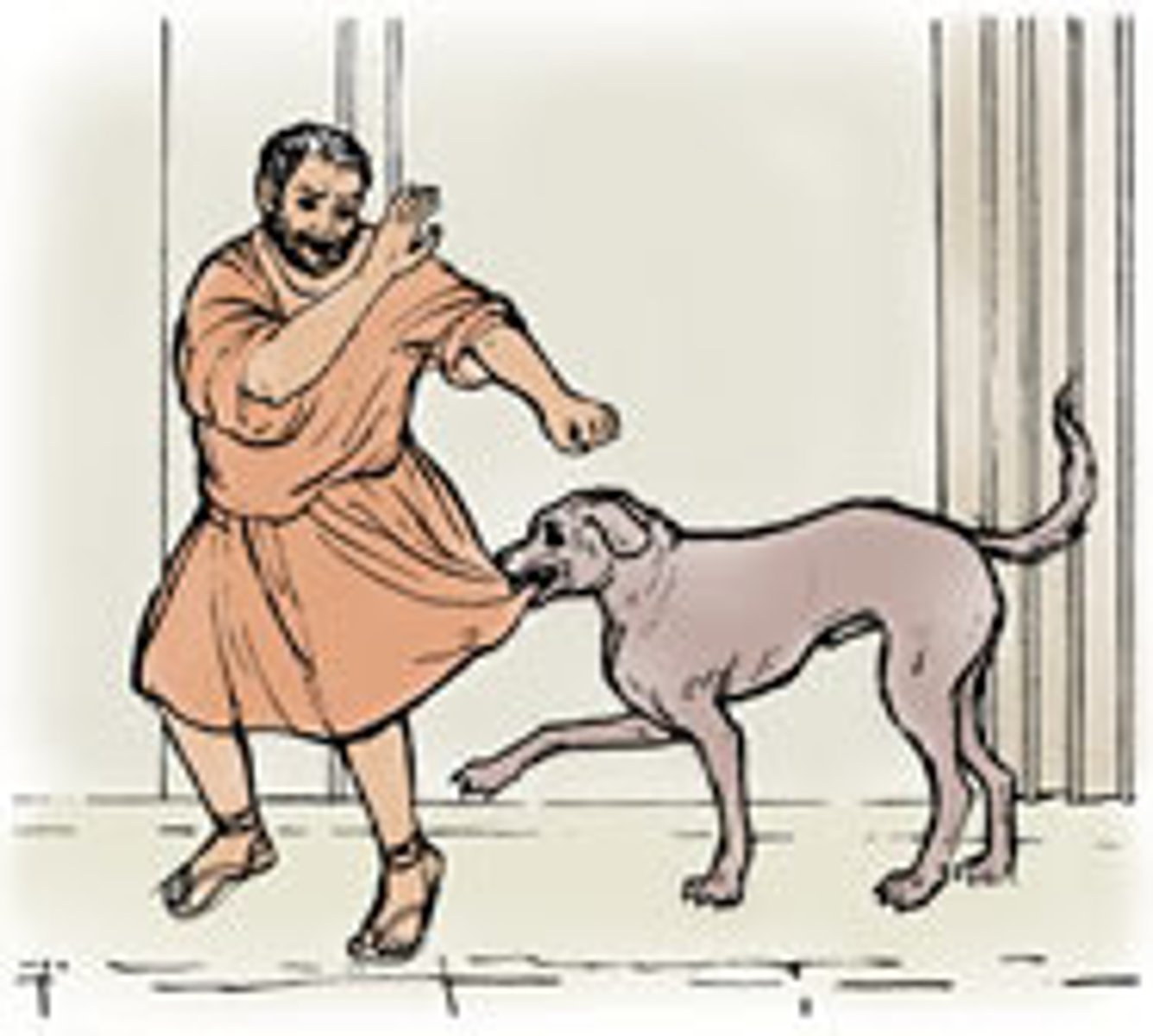 <p>Grumio was fearing the dog.</p>
