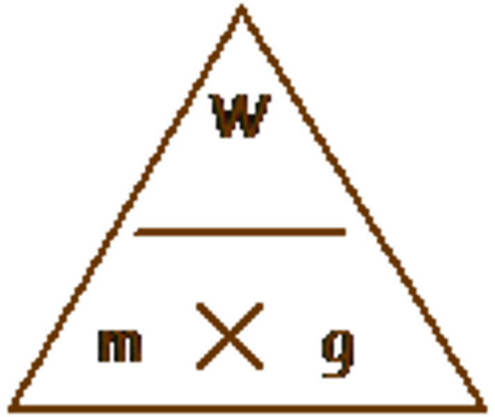 <p>Mass x Gravitational Field Strength</p>