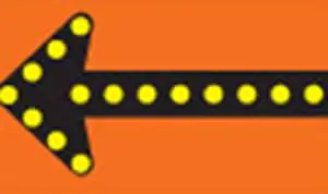 <p>flashing lights on arrow indicate which direction to follow</p>