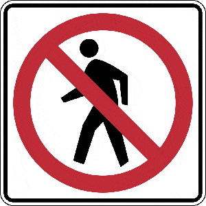 <p>no pedestrians are prohibited on this road</p>