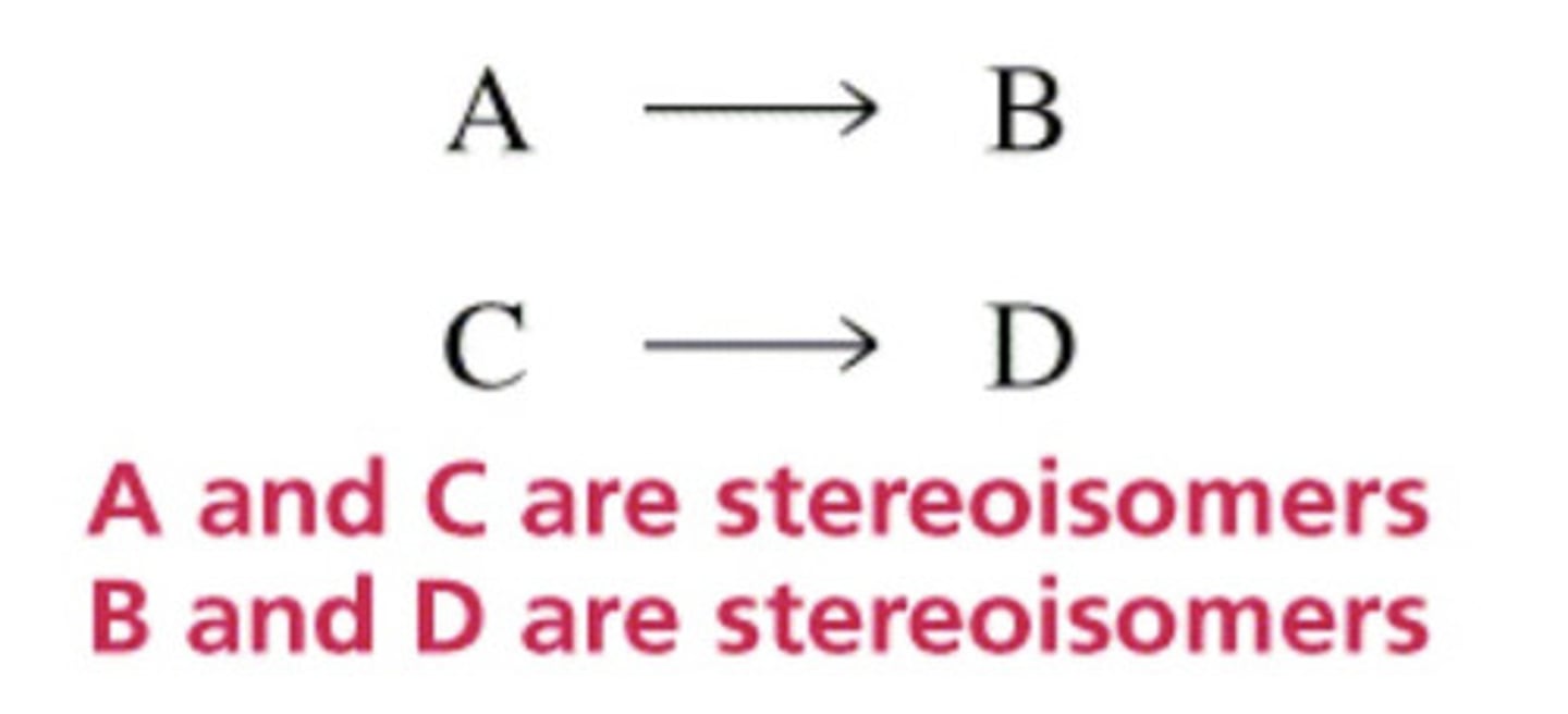 <p>Each stereoisomeric reactant produces a different stereoisomeric product or a different set of products</p>
