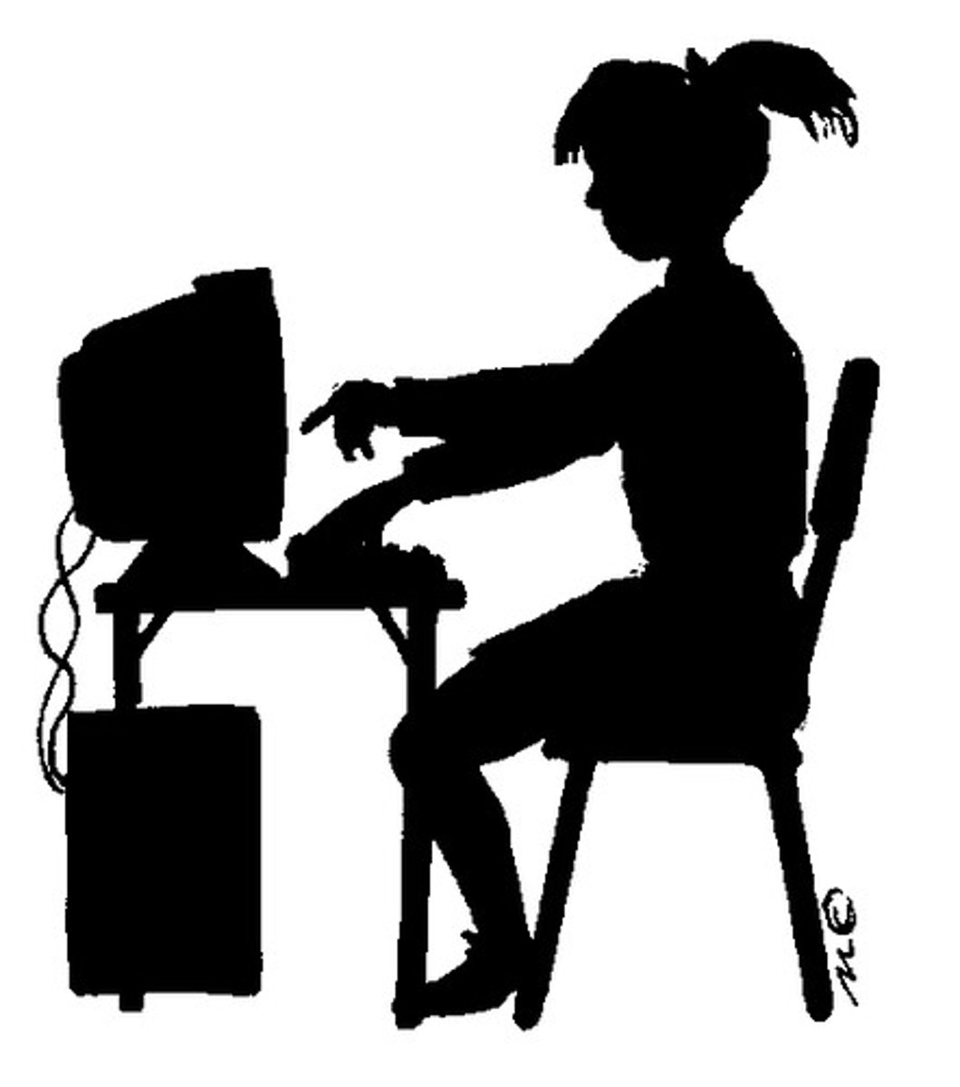 <p>to work on the computer</p>