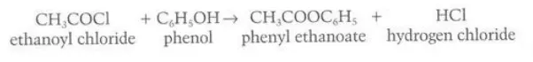 <p>They form esters and hydrogen chloride gas</p>