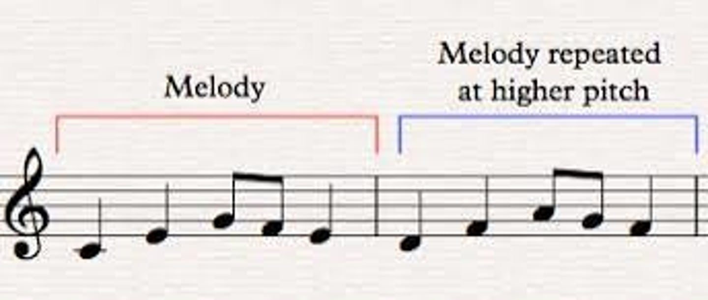 <p>where a melodic phrase is repeated at a different pitch</p>