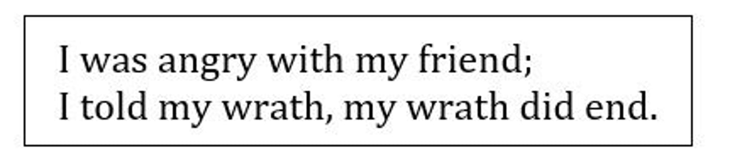 <p>when a line of poetry ends with a period or definite punctuation mark, such as a colon</p>