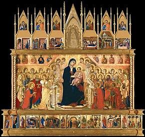 <p>Maesta Altarpiece, Duccio, 1308-1311, Italy</p>