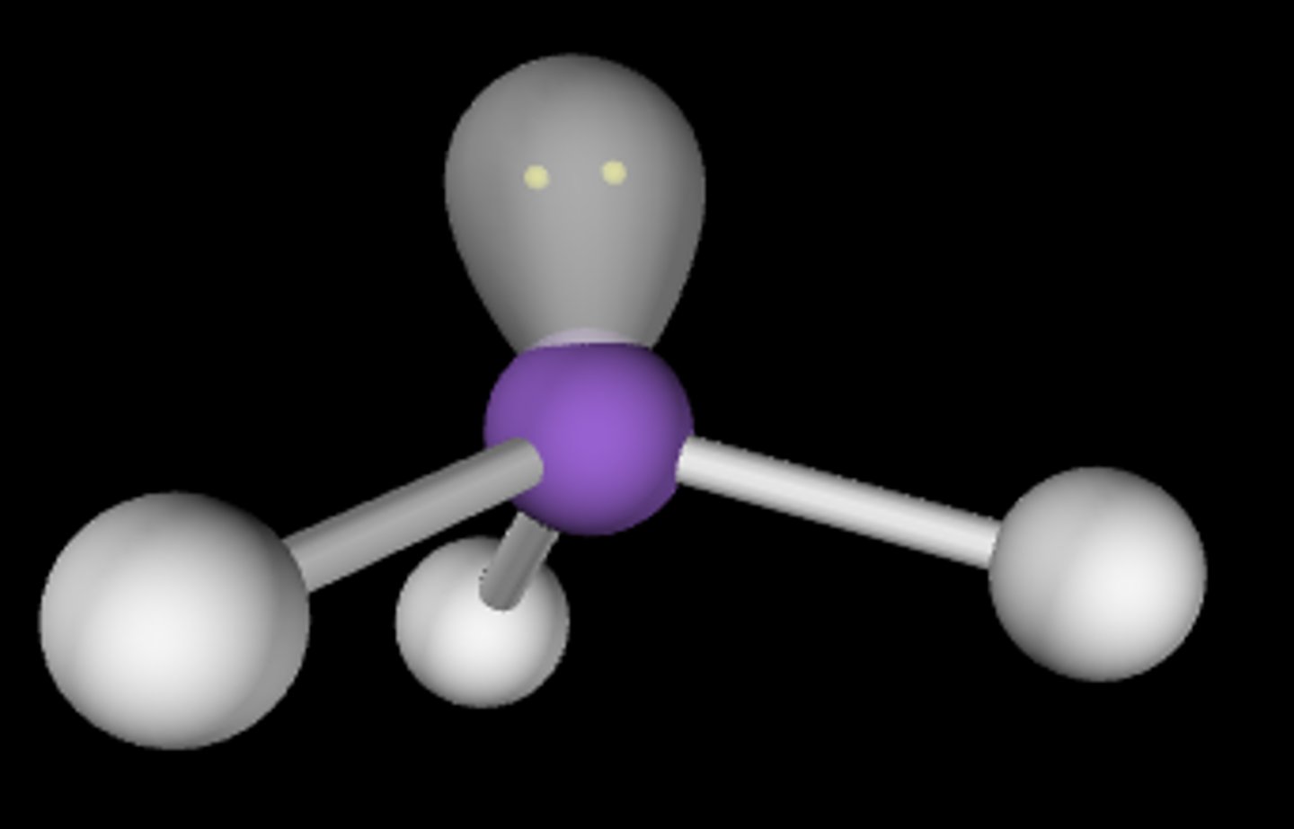 <p>4 electron domains</p><p>3 bonding domans</p><p>1 lone pair</p><p>less than 109.5 degree angles</p>