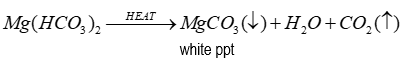<p>White precipitate is formed as hydrogen carbonates decompose in heating</p>