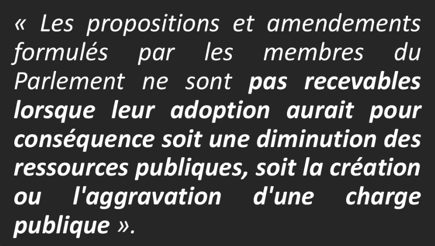 <p>L’irrecevabilité financière</p>