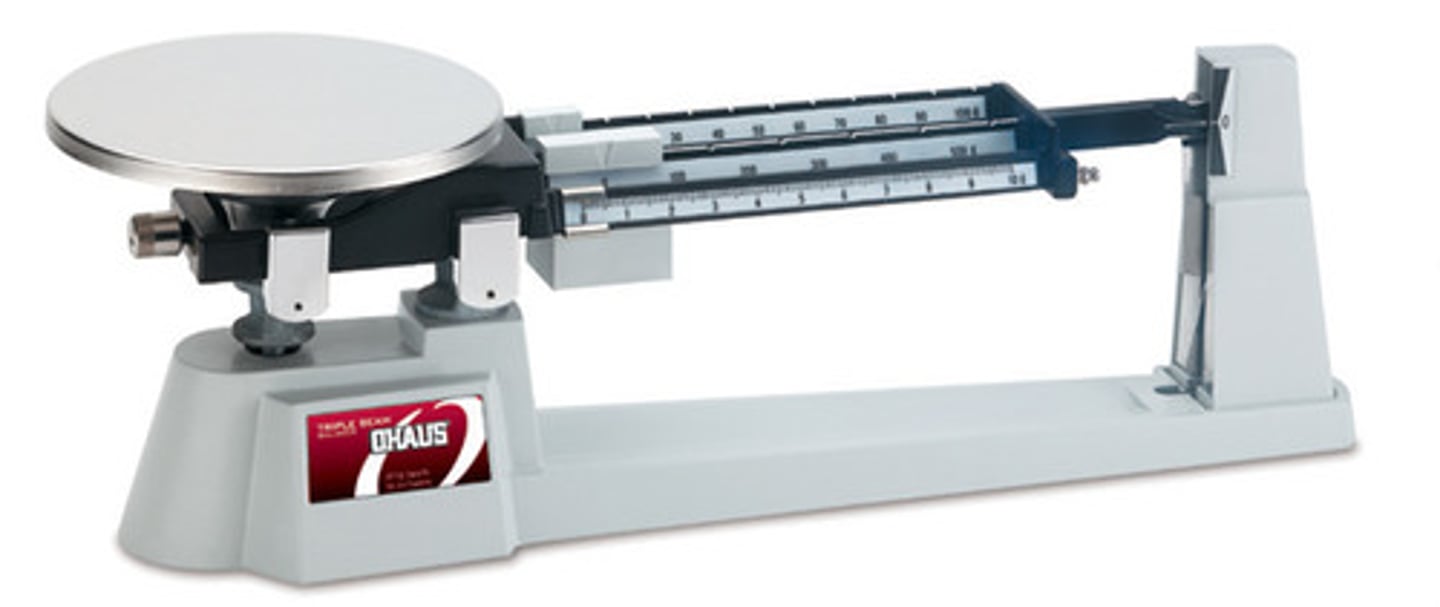 <p>tool used to measure mass, three riders of different weighs</p>