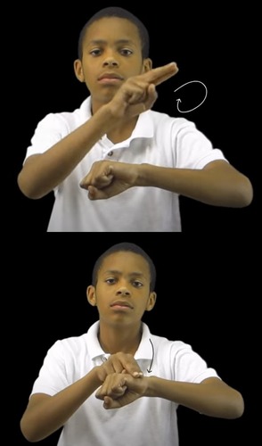 <p>Two fingers circle and land on downward fist</p>