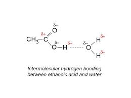 <p>-when molecule gets to a certain size, harder for water molecule to form hydrogen bonds with carboxylic acid molecules</p><p>-they’re weak acids as their molecules only partially dissociate into ions in aq solutions</p>