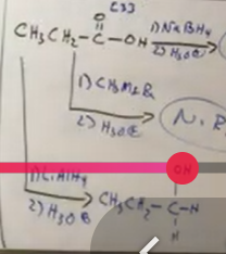 <p>Hydrogenation, or LiAL4 or NaH with work up step. It will form two the alcohol</p>