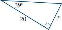 <p>find side x, correct to one decimal place</p>