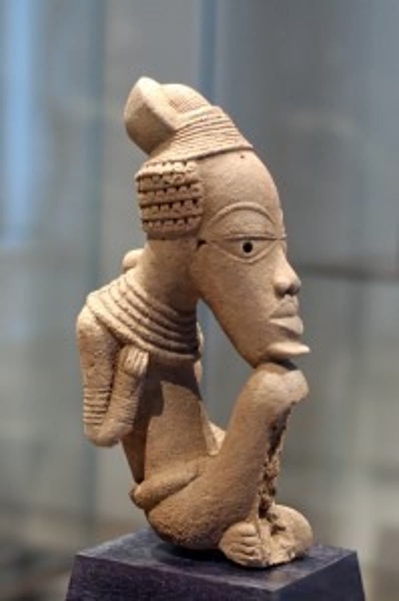 <p>West Africa's earliest known culture; lived in what is now Nigeria; between 500 B.C. and A.D. 200; first people known to smelt iron; fashioned iron into tools for farming and weapons for hunting.</p>