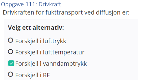 <p>Forskjell i vanndamptrykk</p>