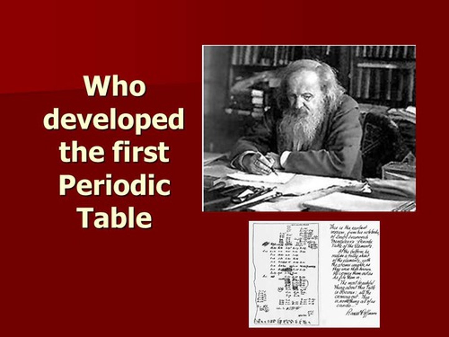 <p>Dmitri Mendeleev</p>