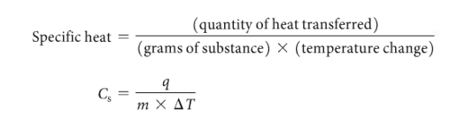 <p>Heat transferred/mass x temperature change</p>