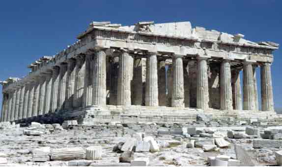 <p>acropolis, athens greece, architects: iktinos and kallikrates, sculptor: phidias, ca. 447-438 BCE, marble</p>