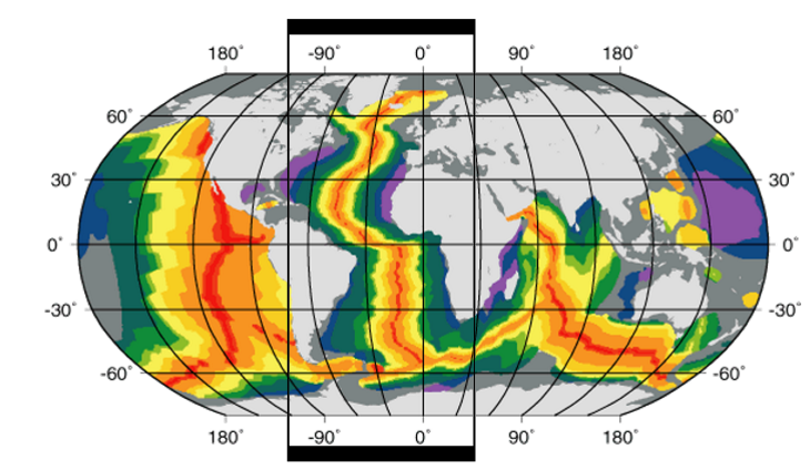 <ul><li><p>a long <strong>row of subsea volcanoes</strong></p></li><li><p><strong>wraps all around the world</strong></p></li><li><p><strong>ongoing process</strong></p></li></ul><p></p>
