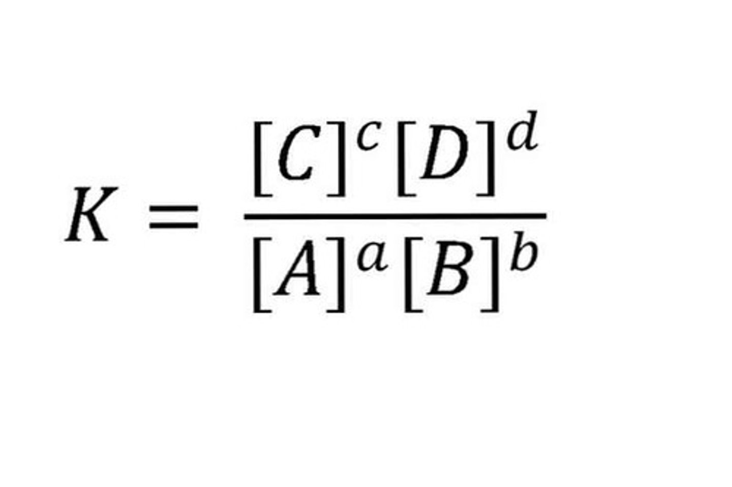 <p>Forholdet mellom produkter og reaktanter opphøyd i hver sin tilhørende koeffisient.</p>