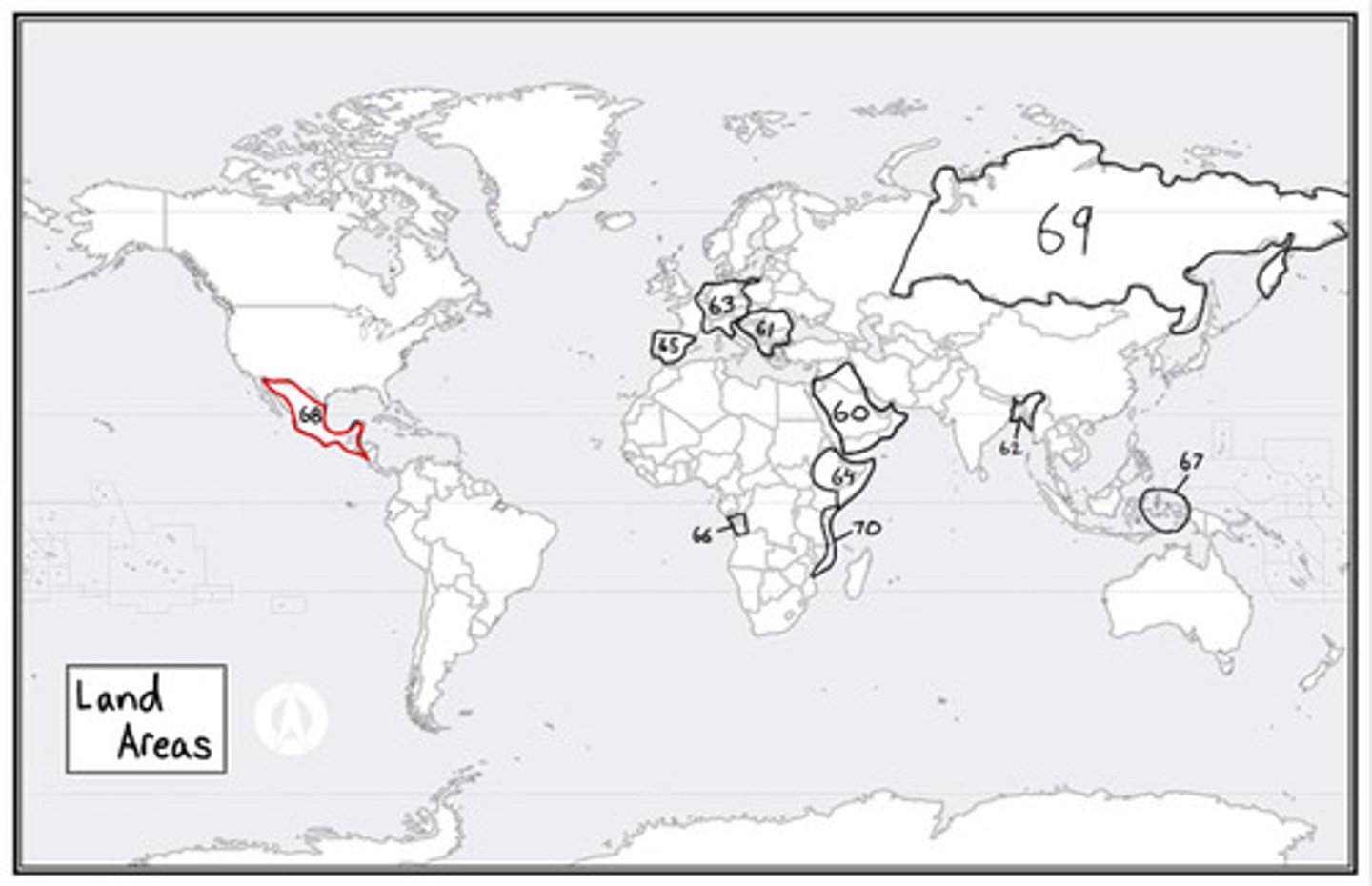 <p>What is #68? (land areas)</p>
