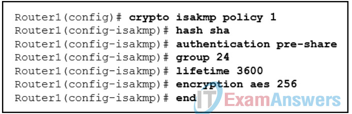 <p>54. Refer to the exhibit. What algorithm will be used for providing confidentiality?</p><p>RSA</p><p>Diffie-Hellman</p><p>DES</p><p>AES</p>