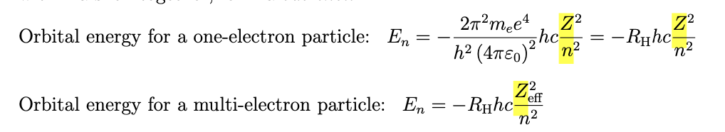 <p>we can write the energy of an orbital as </p>