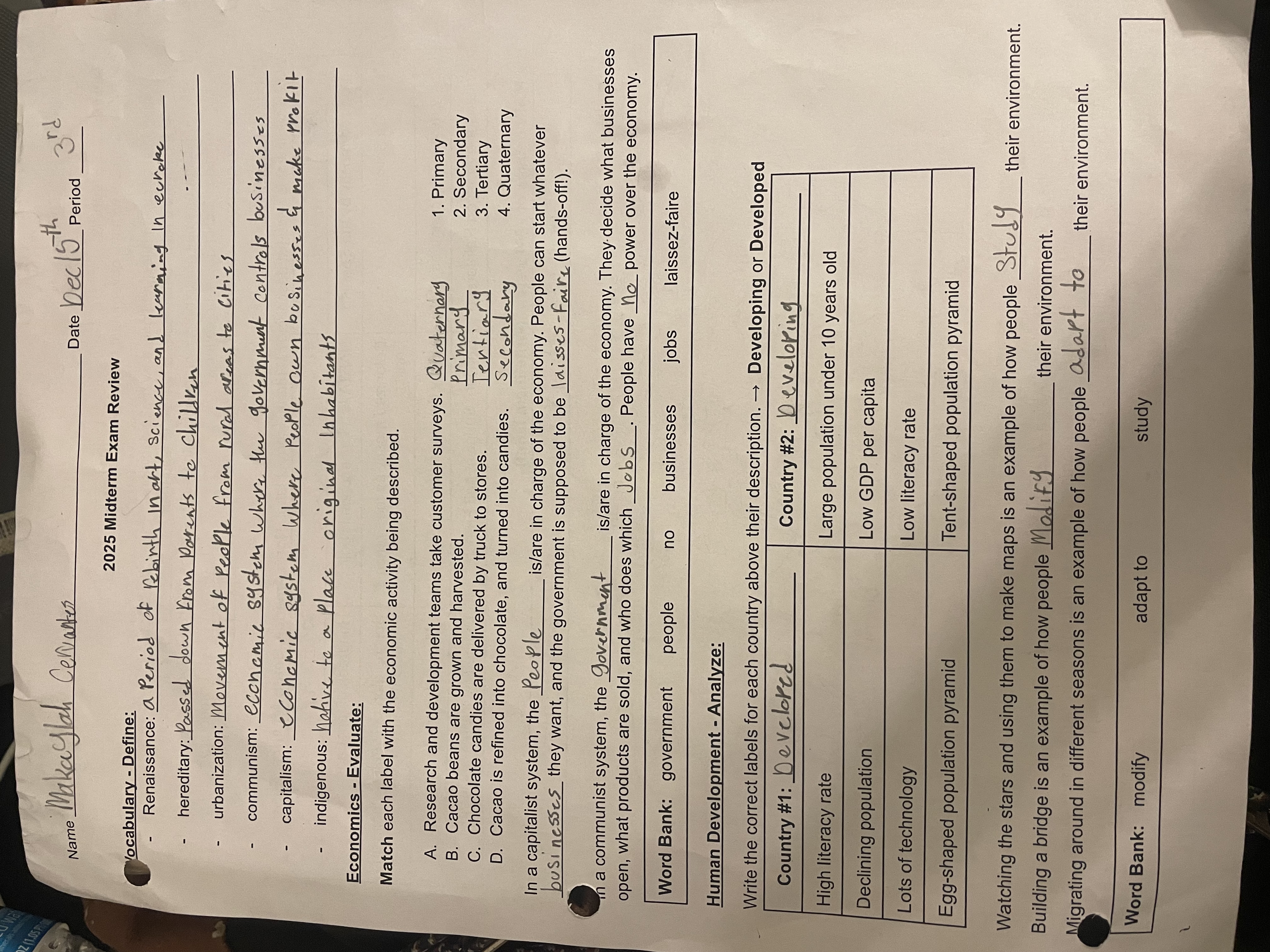 <p>vocab word &amp; economic evaluate</p>