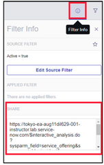 <p>Click the filter info icon, and copy the link from the Share field</p>